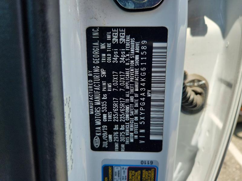 Aukcja sprzedaży 2019 Kia Sorento, vin: 5XYPG4A34KG611589, numer aukcji: 53650256