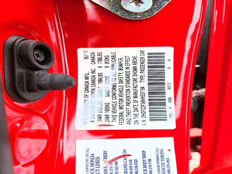 Продажа на аукционе авто 2017 Honda Civic, vin: 2HGFC2F54HH557194, номер лота: 54770646