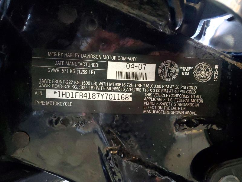 Aukcja sprzedaży 2007 Harley-davidson Flhr, vin: 1HD1FB4187Y701168, numer aukcji: 54323636