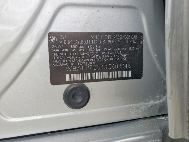 Продажа на аукционе авто 2011 Bmw 535, vin: WBAFR7C58BC608346, номер лота: 55068716