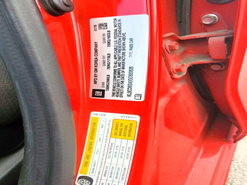 53900696 :رقم المزاد ، KL8CD6SA0GC600626 vin ، 2016 Chevrolet Spark مزاد بيع