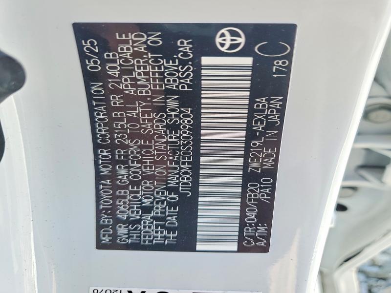 2025 Toyota Corolla Hybrid მანქანა იყიდება აუქციონზე, vin: JTDBCMFE0S3099804, აუქციონის ნომერი: 53299486