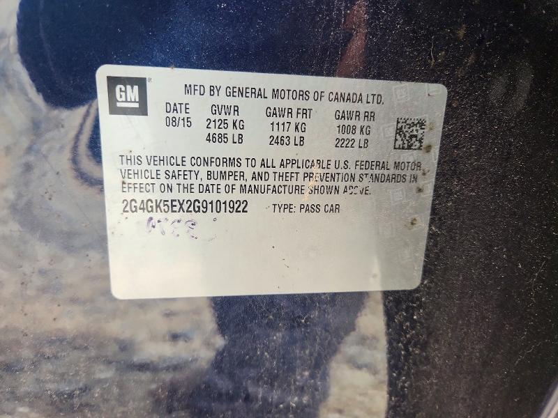 54619006 :رقم المزاد ، 2G4GK5EX2G9101922 vin ، 2016 Buick Regal مزاد بيع