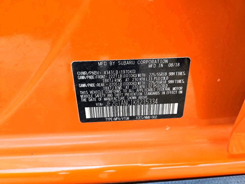 Продаж на аукціоні авто 2019 Subaru Crosstrek, vin: JF2GTANC1K8235334, номер лоту: 54102496