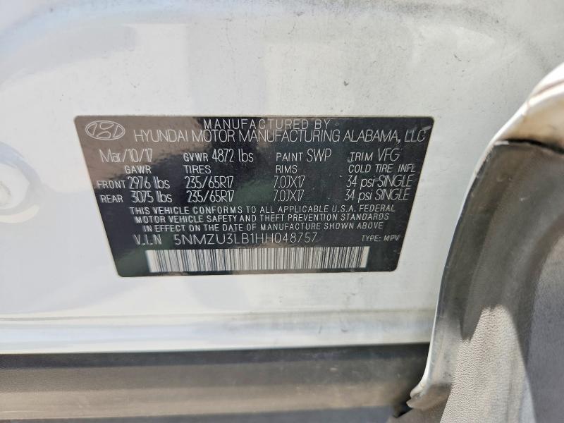 54785526 :رقم المزاد ، 5NMZU3LB1HH048757 vin ، 2017 Hyundai Santa Fe Sport مزاد بيع