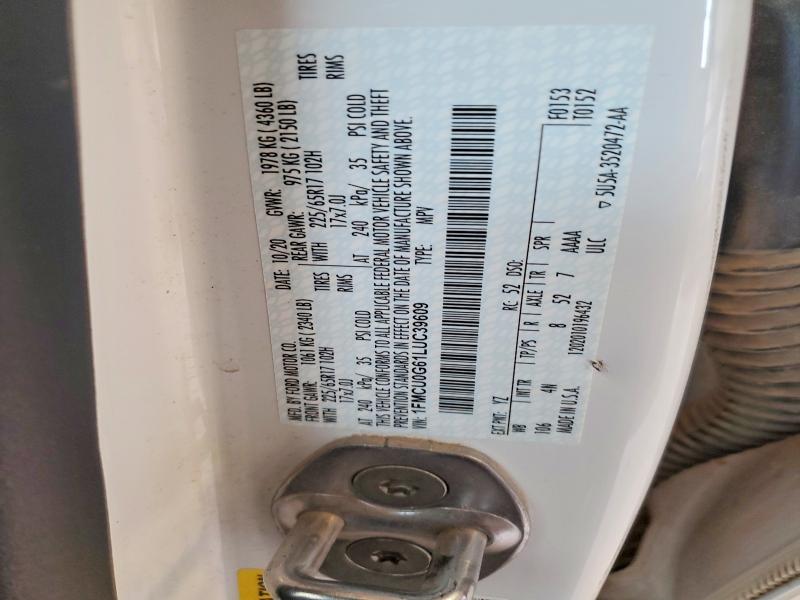 Продажа на аукционе авто 2020 Ford Escape, vin: 1FMCU0G61LUC39609, номер лота: 55387996