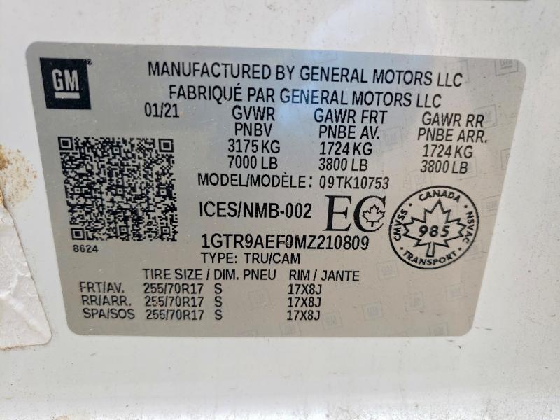 Продажа на аукционе авто 2021 Gmc Sierra, vin: 1GTR9AEF0MZ210809, номер лота: 55185576