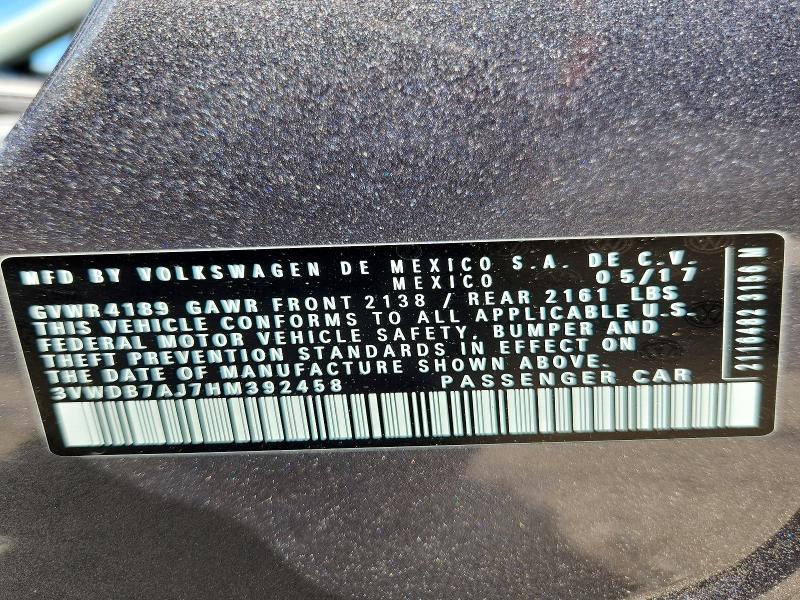 Aukcja sprzedaży 2017 Volkswagen Jetta, vin: 3VWDB7AJ7HM392458, numer aukcji: 52169526