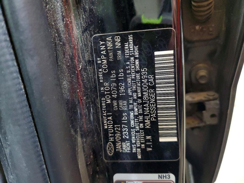 2021 Hyundai Elantra მანქანა იყიდება აუქციონზე, vin: KMHLN4AJ8MU004935, აუქციონის ნომერი: 54655826