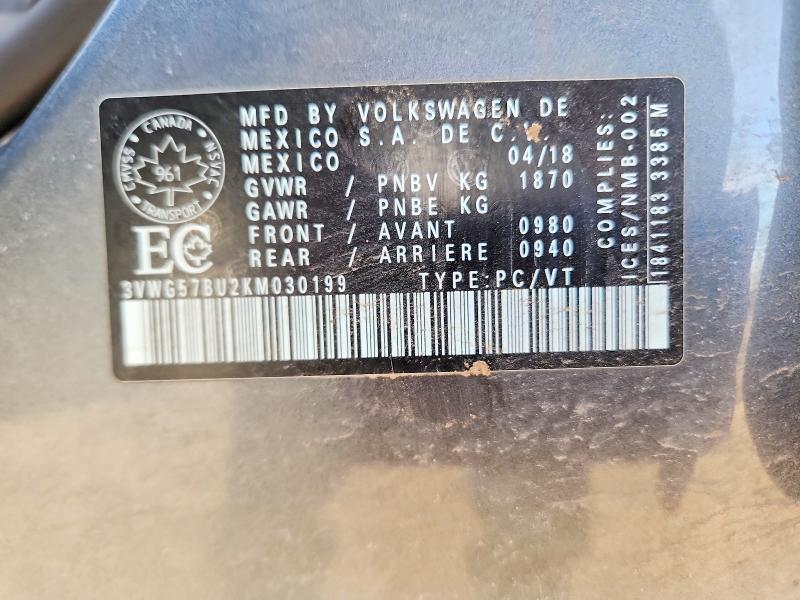 Продаж на аукціоні авто 2019 Volkswagen Jetta, vin: 3VWG57BU2KM030199, номер лоту: 52366706