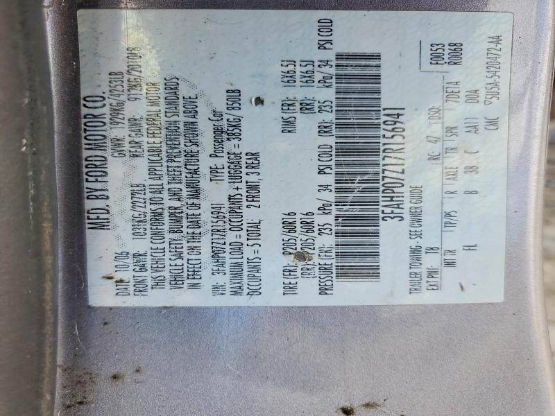 Продажа на аукционе авто 2007 Ford Fusion, vin: 3FAHP07Z17R156941, номер лота: 52826906