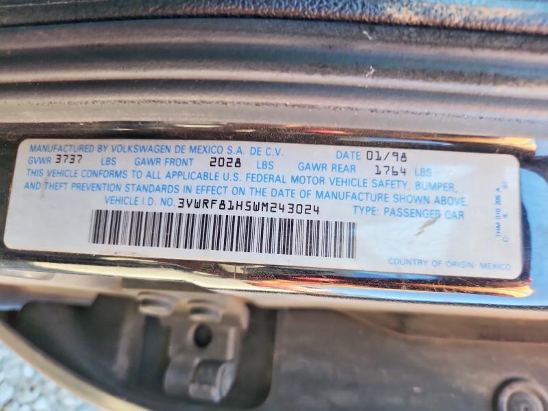 Продаж на аукціоні авто 1998 Volkswagen Jetta, vin: 3VWRF81H5WM243024, номер лоту: 54299696