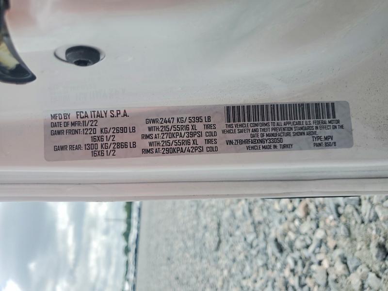 52021626 :رقم المزاد ، ZFBHRFABXN6Y33050 vin ، 2022 Ram Promaster City مزاد بيع