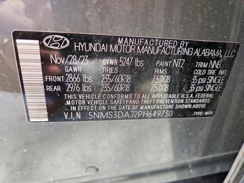 Продаж на аукціоні авто 2023 Hyundai Santa Fe, vin: 5NMS3DAJ2PH649730, номер лоту: 52566146