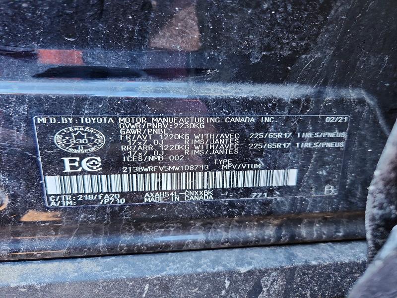 Продаж на аукціоні авто 2021 Toyota Rav4, vin: 2T3BWRFV5MW108713, номер лоту: 51988006