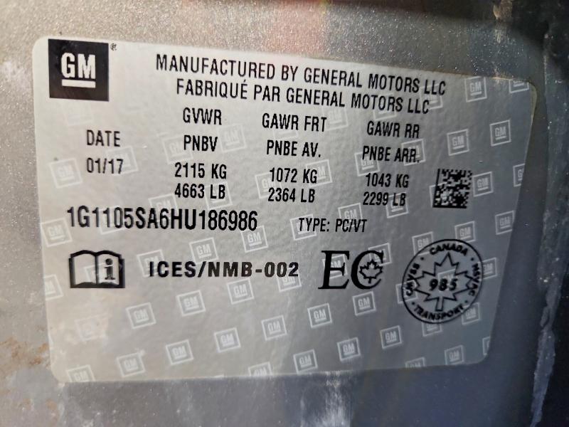 Aukcja sprzedaży 2017 Chevrolet Impala, vin: 1G1105SA6HU186986, numer aukcji: 53350086