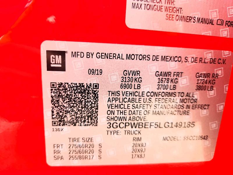 53032506 :رقم المزاد ، 3GCPWBEF5LG149185 vin ، 2020 Chevrolet Silverado مزاد بيع