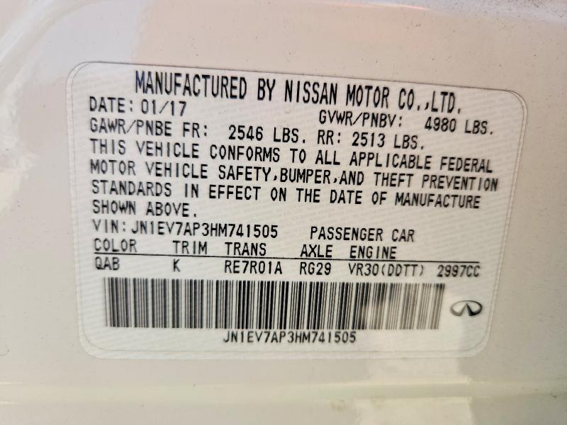 Продажа на аукционе авто 2017 Infiniti Q50, vin: JN1EV7AP3HM741505, номер лота: 54162986