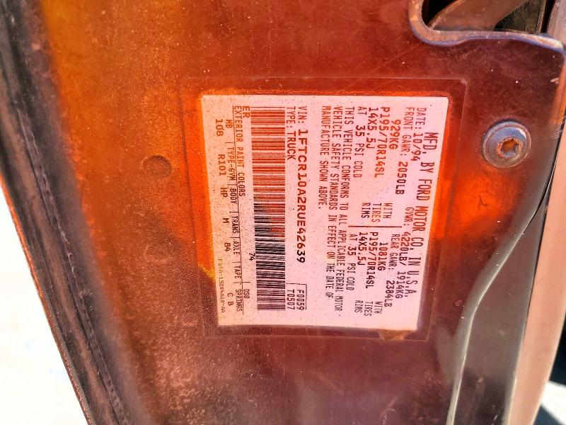 54601646 :رقم المزاد ، 1FTCR10A2RUE42639 vin ، 1994 Ford Ranger مزاد بيع