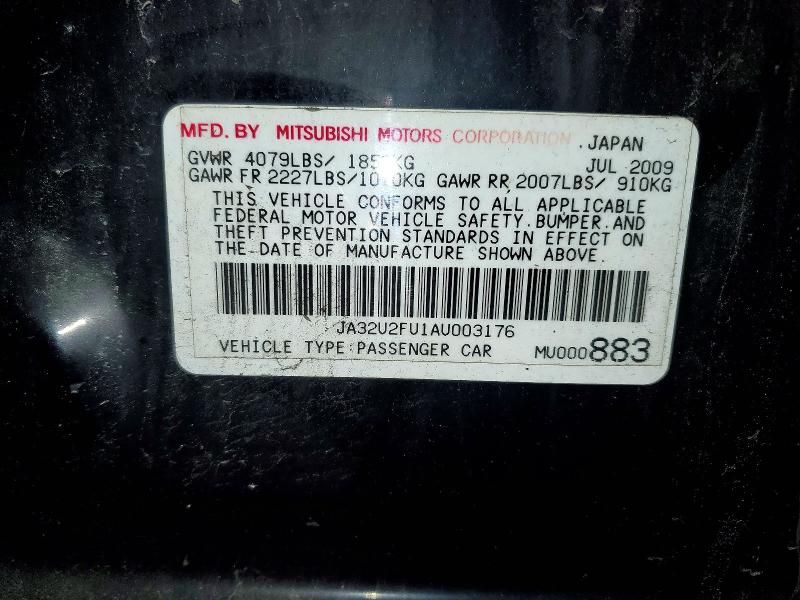 Aukcja sprzedaży 2010 Mitsubishi Lancer, vin: JA32U2FU1AU003176, numer aukcji: 51525156