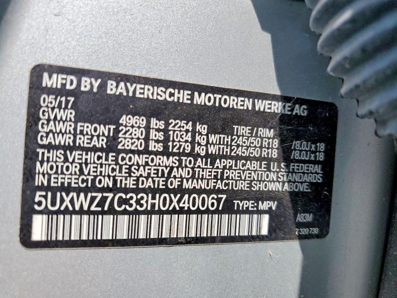 Продажа на аукционе авто 2017 Bmw X3, vin: 5UXWZ7C33H0X40067, номер лота: 55021456