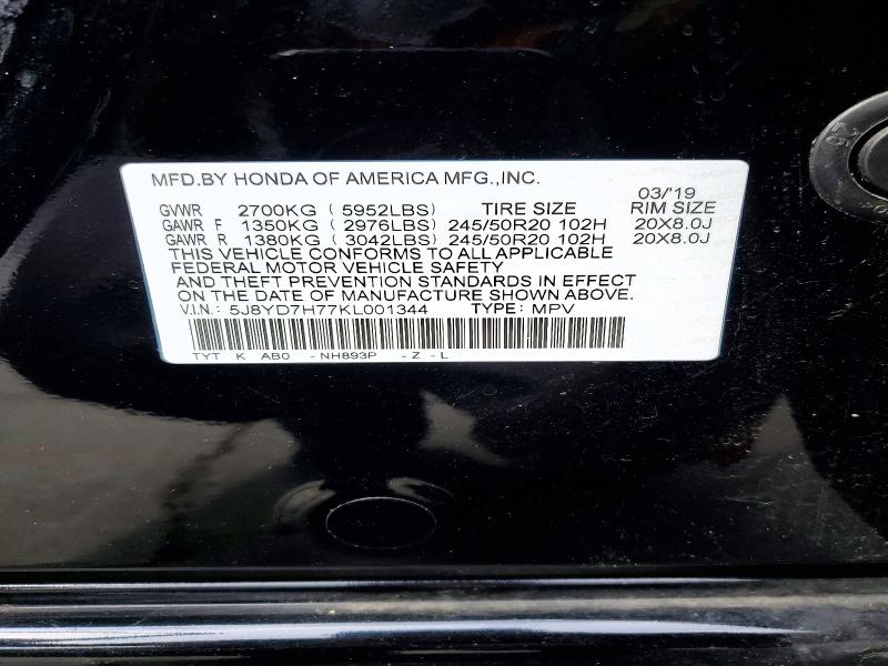 Продаж на аукціоні авто 2019 Acura Mdx, vin: 5J8YD7H77KL001344, номер лоту: 53744446