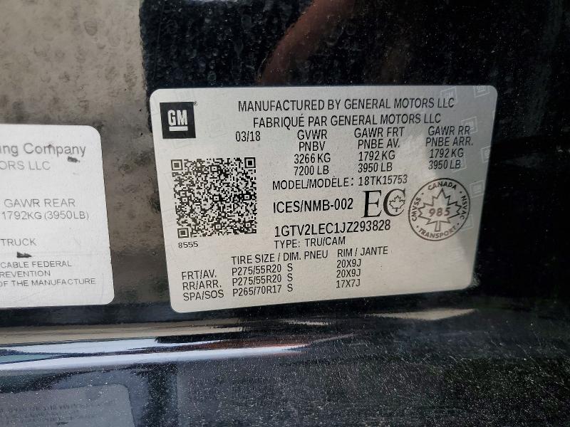Продажа на аукционе авто 2018 Gmc Sierra, vin: 1GTV2LEC1JZ293828, номер лота: 54859576