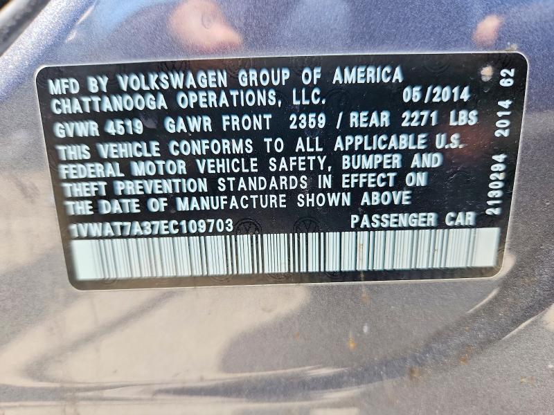 Aukcja sprzedaży 2014 Volkswagen Passat, vin: 1VWAT7A37EC109703, numer aukcji: 53661076