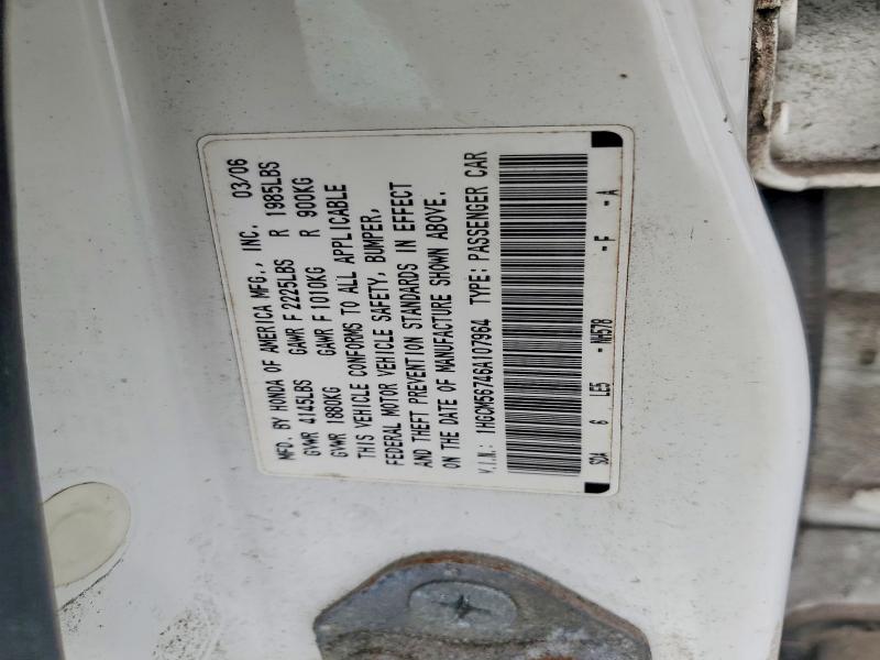 Aukcja sprzedaży 2006 Honda Accord, vin: 1HGCM56746A107964, numer aukcji: 54172696