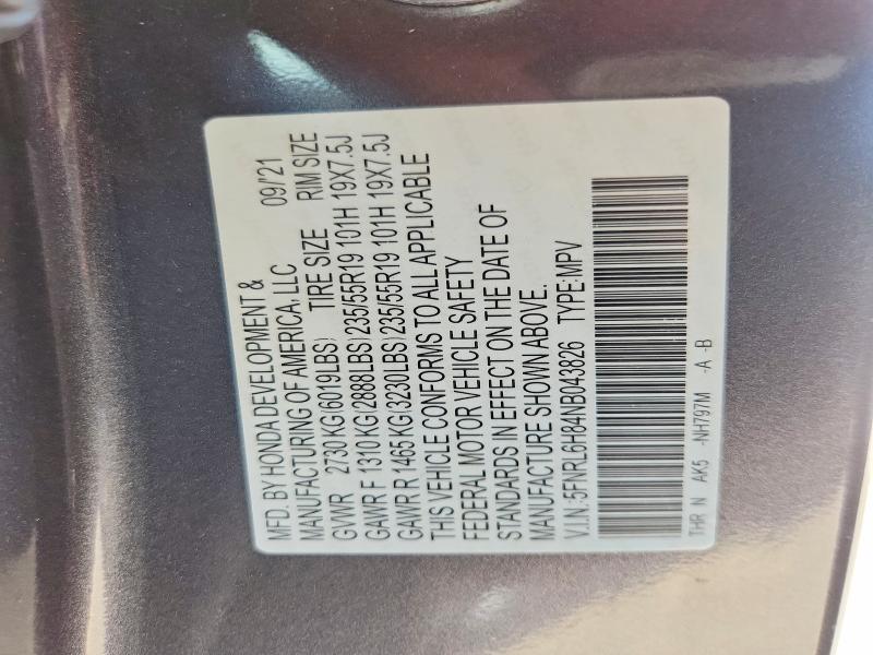 Продажа на аукционе авто 2022 Honda Odyssey, vin: 5FNRL6H84NB043826, номер лота: 53321196