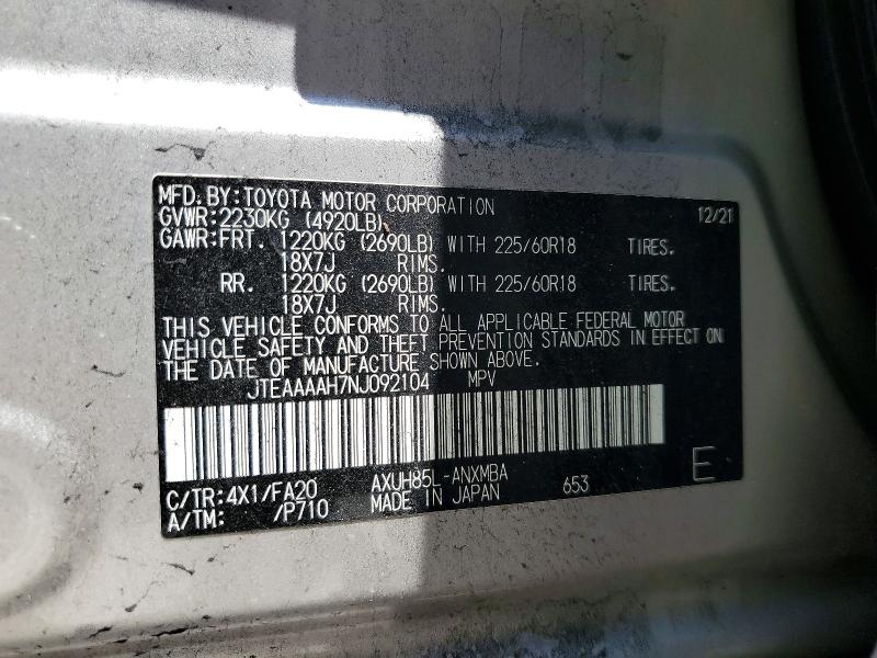 Продаж на аукціоні авто 2022 Toyota Venza, vin: JTEAAAAH7NJ092104, номер лоту: 53722776