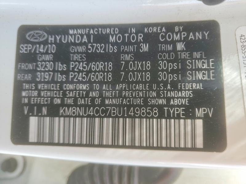 Aukcja sprzedaży 2011 Hyundai Veracruz, vin: KM8NU4CC7BU149858, numer aukcji: 53512376