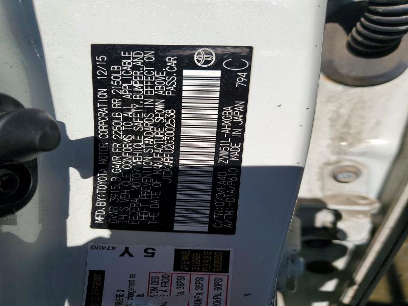 53279386 :رقم المزاد ، JTDKARFU2G3002538 vin ، 2016 Toyota Prius مزاد بيع