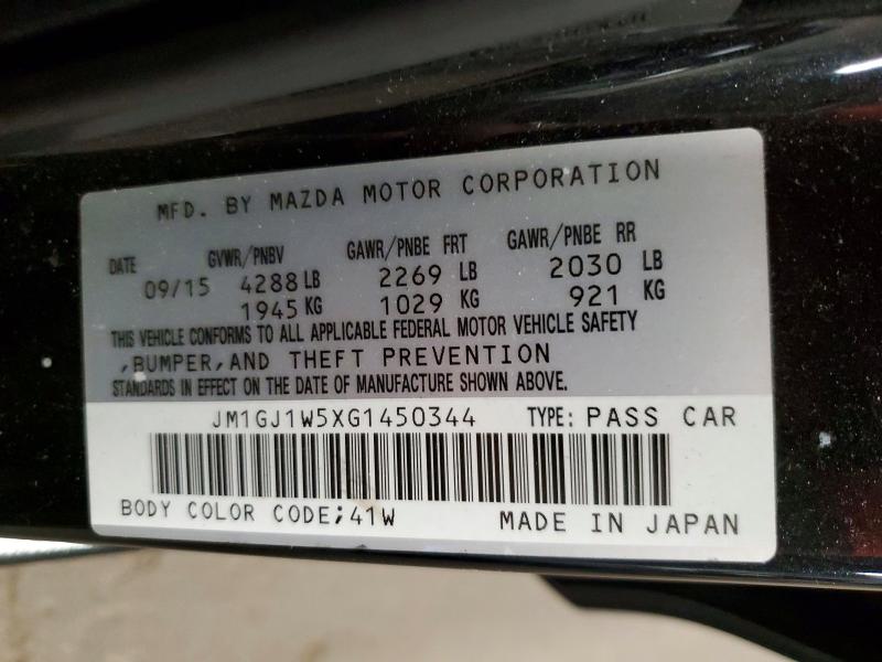 Продажа на аукционе авто 2016 Mazda 6, vin: JM1GJ1W5XG1450344, номер лота: 53989986