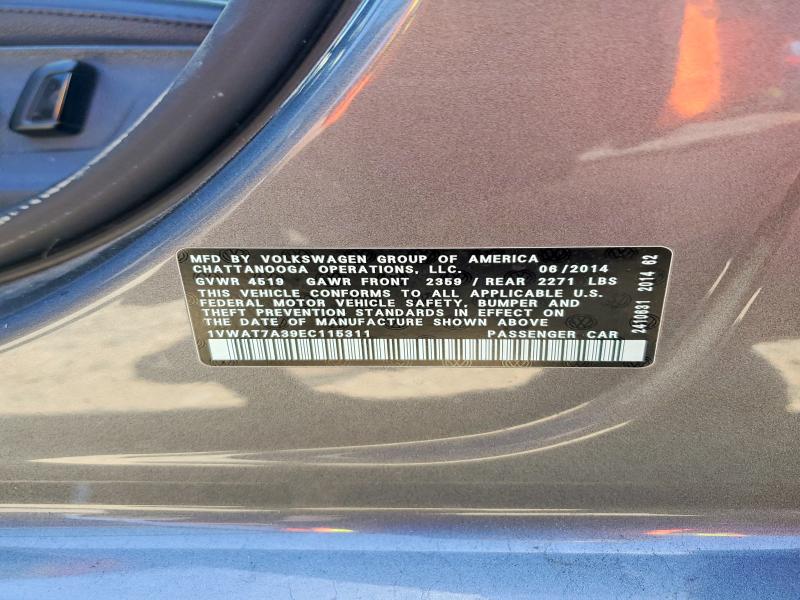 54672946 :رقم المزاد ، 1VWAT7A39EC115311 vin ، 2014 Volkswagen Passat مزاد بيع