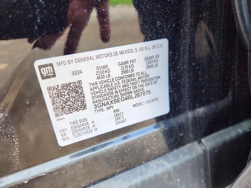 2024 Chevrolet Equinox მანქანა იყიდება აუქციონზე, vin: 3GNAXSEG4RL287075, აუქციონის ნომერი: 53955036
