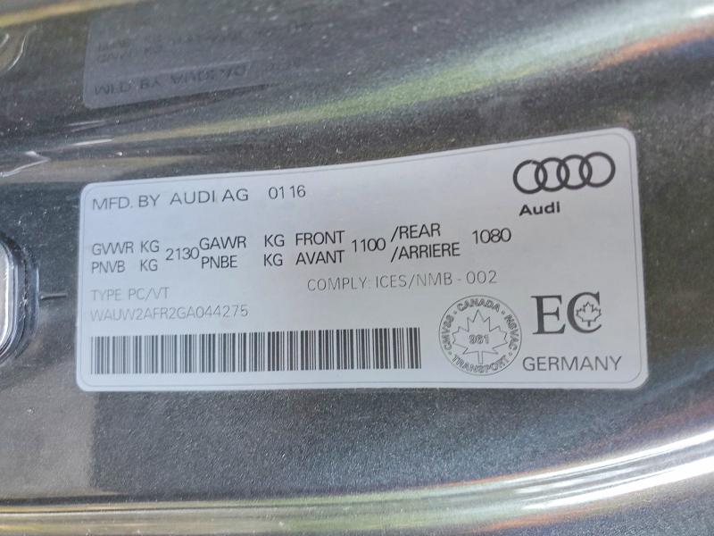 Продажа на аукционе авто 2016 Audi A5, vin: WAUW2AFR2GA044275, номер лота: 54806226