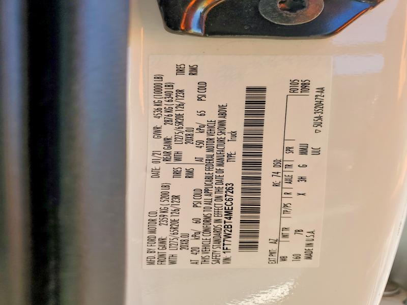 Auction sale of the 2021 Ford F250, vin: 1FT7W2BT4MEC67263, lot number: 54451816