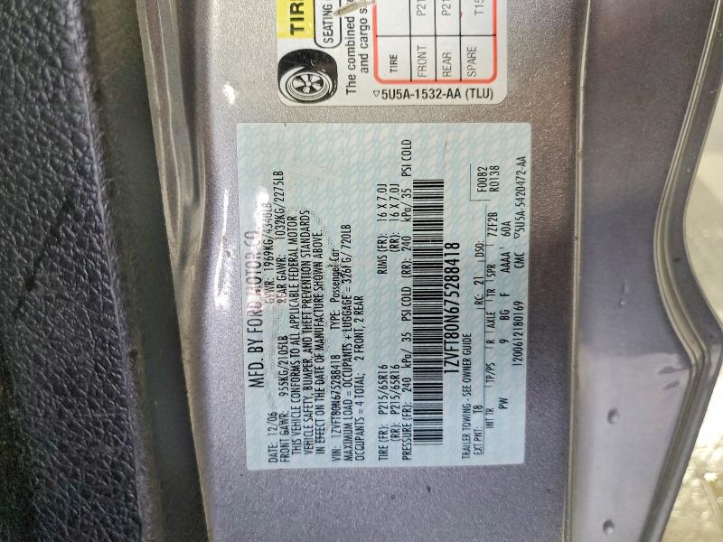 52526106 :رقم المزاد ، 1ZVFT80N675288418 vin ، 2007 Ford Mustang مزاد بيع