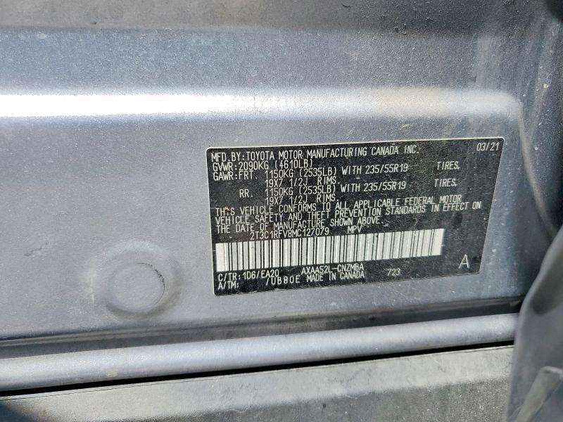 Продажа на аукционе авто 2021 Toyota Rav4, vin: 2T3C1RFV8MC127079, номер лота: 52544576