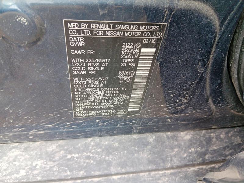 52252726 :رقم المزاد ، KNMAT2MV0GP665091 vin ، 2016 Nissan Rogue مزاد بيع