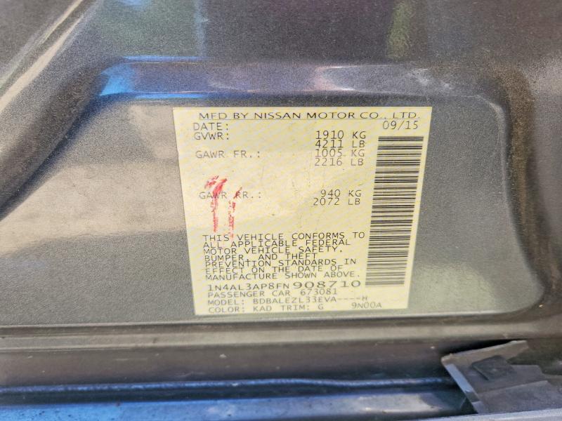 Продажа на аукционе авто 2015 Nissan Altima, vin: 1N4AL3AP8FN908710, номер лота: 52636686