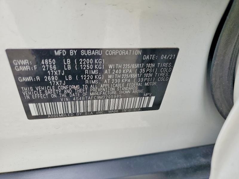 Aukcja sprzedaży 2021 Subaru Outback, vin: 4S4BTAFC9M3205985, numer aukcji: 52546736