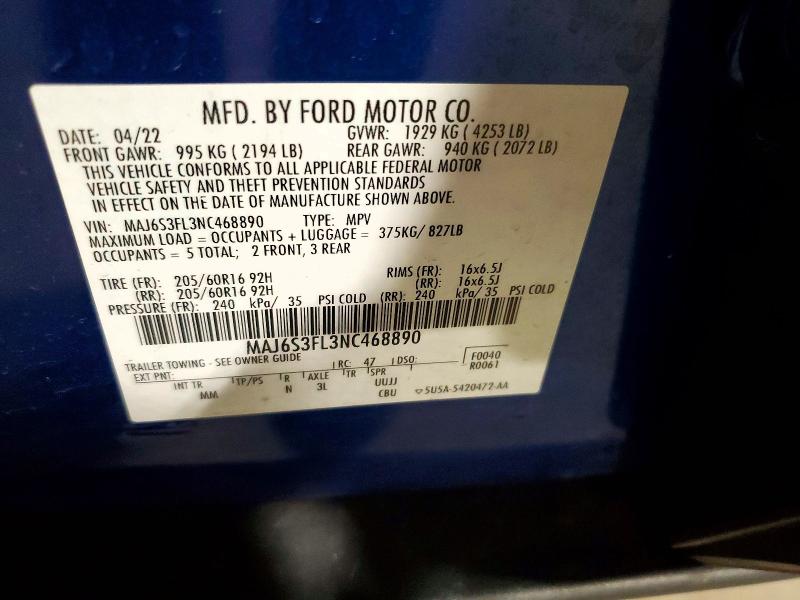 Продаж на аукціоні авто 2022 Ford Ecosport, vin: MAJ6S3FL3NC468890, номер лоту: 51866746