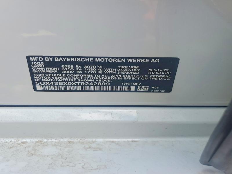 Продажа на аукционе авто 2026 Bmw X6, vin: 5UX43EX0XT9242756, номер лота: 54160016