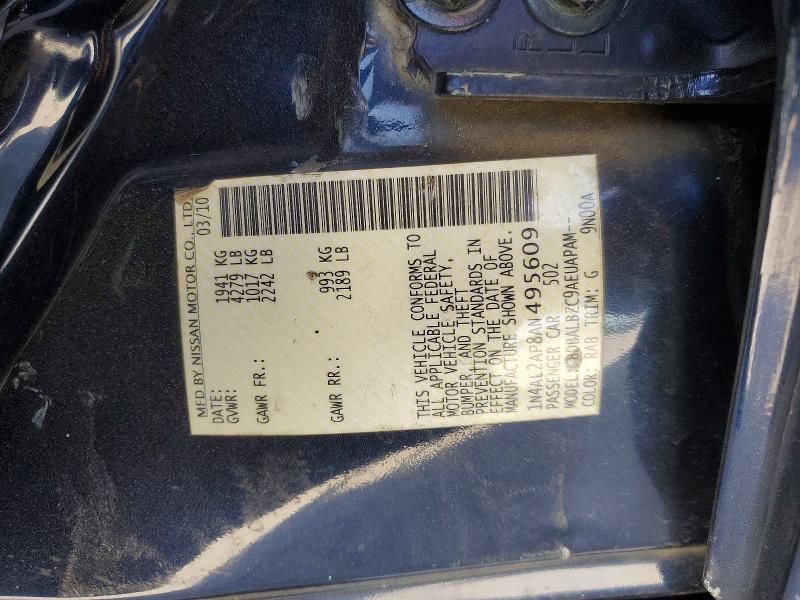 Aukcja sprzedaży 2010 Nissan Altima, vin: 1N4AL2AP8AN495609, numer aukcji: 53238306