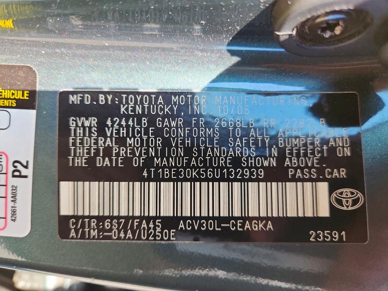 Продаж на аукціоні авто 2006 Toyota Camry, vin: 4T1BE30K56U132939, номер лоту: 51622146