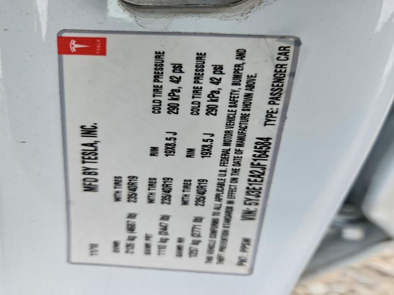 2018 Tesla Model 3 მანქანა იყიდება აუქციონზე, vin: 5YJ3E1EA2JF164584, აუქციონის ნომერი: 53837156