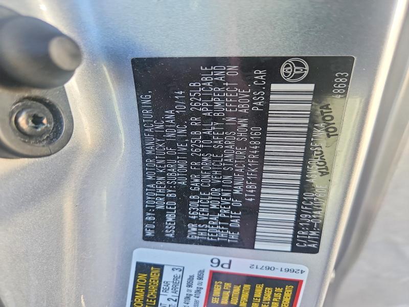 Продажа на аукционе авто 2015 Toyota Camry, vin: 4T4BF1FK1FR448160, номер лота: 53272906