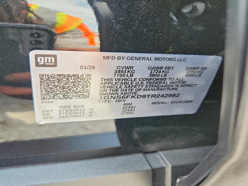 Продажа на аукционе авто 2026 Chevrolet Suburban, vin: 1GNS6FKD9TR242982, номер лота: 55113106